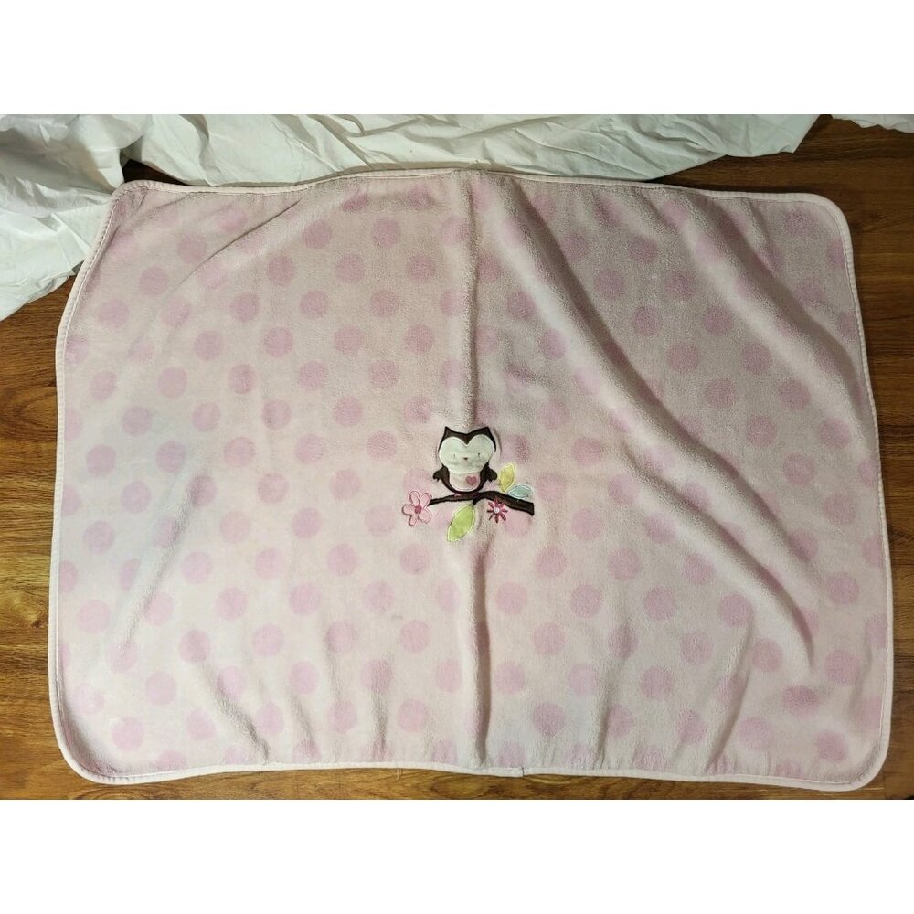 Circo Target Pink Polka Dot Floral Plush Owl Fleece Baby Security Blanket